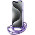 Carcasa Karl Lagerfeld IML Crossbody Monogram Karl & Choupette Head MagSafe, cu Lanyard, compatibila cu iPhone 15 Pro, Mov 5 - lerato.ro