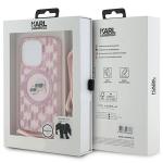 Carcasa Karl Lagerfeld IML Crossbody Monogram Karl & Choupette Head MagSafe, cu Lanyard, compatibila cu iPhone 15 Pro, Roz 8 - lerato.ro