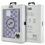 Carcasa Karl Lagerfeld IML Crossbody Monogram Karl & Choupette Head MagSafe, cu Lanyard, compatibila cu iPhone 15 / 14/ 13, Mov 15 - lerato.ro