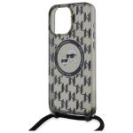 Carcasa Karl Lagerfeld IML Crossbody Monogram Karl & Choupette Head MagSafe, cu Lanyard, compatibila cu iPhone 16 Pro, Negru 6 - lerato.ro