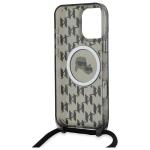Carcasa Karl Lagerfeld IML Crossbody Monogram Karl & Choupette Head MagSafe, cu Lanyard, compatibila cu iPhone 16 Pro, Negru 7 - lerato.ro