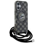 Carcasa Karl Lagerfeld IML Crossbody Monogram Karl & Choupette Head MagSafe, cu Lanyard, compatibila cu iPhone 16, Negru 11 - lerato.ro
