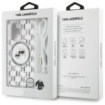 Carcasa Karl Lagerfeld IML Crossbody Monogram Karl & Choupette Head MagSafe, cu Lanyard, compatibila cu iPhone 16, Transparent 15 - lerato.ro