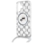Carcasa Karl Lagerfeld IML Crossbody Monogram Karl & Choupette Head MagSafe, cu Lanyard, compatibila cu iPhone 16, Transparent 6 - lerato.ro