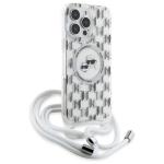 Carcasa Karl Lagerfeld IML Crossbody Monogram Karl & Choupette Head MagSafe, cu Lanyard, compatibila cu iPhone 16 Pro Max, Transparent 4 - lerato.ro