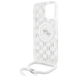 Carcasa Karl Lagerfeld IML Crossbody Monogram Karl & Choupette Head MagSafe, cu Lanyard, compatibila cu iPhone 16 Pro Max, Transparent 7 - lerato.ro