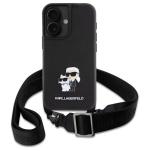 Carcasa Karl Lagerfeld Saffiano Karl & Choupette Metal Pin CBDY Strap compatibila cu iPhone 16, Negru 2 - lerato.ro