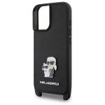 Carcasa Karl Lagerfeld Saffiano Karl & Choupette Metal Pin CBDY Strap compatibila cu iPhone 16, Negru 5 - lerato.ro