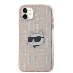 Carcasa Karl Lagerfeld IML Choupette Head & Monogram, compatibila cu iPhone 11 / XR, Roz 12 - lerato.ro