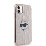 Carcasa Karl Lagerfeld IML Choupette Head & Monogram, compatibila cu iPhone 11 / XR, Roz 13 - lerato.ro