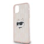 Carcasa Karl Lagerfeld IML Choupette Head & Monogram, compatibila cu iPhone 11 / XR, Roz 7 - lerato.ro