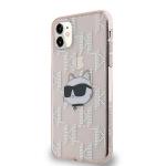 Carcasa Karl Lagerfeld IML Choupette Head & Monogram, compatibila cu iPhone 11 / XR, Roz 11 - lerato.ro