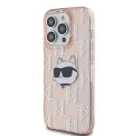Carcasa Karl Lagerfeld IML Choupette Head & Monogram, compatibila cu iPhone 13 Pro Max, Roz 3 - lerato.ro