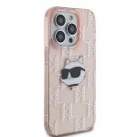 Carcasa Karl Lagerfeld IML Choupette Head & Monogram, compatibila cu iPhone 13 Pro Max, Roz 13 - lerato.ro