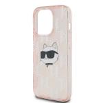 Carcasa Karl Lagerfeld IML Choupette Head & Monogram, compatibila cu iPhone 13 Pro Max, Roz 15 - lerato.ro