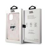 Carcasa Karl Lagerfeld IML Choupette Head & Monogram, compatibila cu iPhone 13 / 14 / 15, Pink 9 - lerato.ro