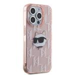 Carcasa Karl Lagerfeld IML Choupette Head & Monogram, compatibila cu iPhone 15 Pro Max, Roz 13 - lerato.ro