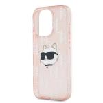 Carcasa Karl Lagerfeld IML Choupette Head & Monogram, compatibila cu iPhone 15 Pro Max, Roz 15 - lerato.ro