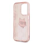 Carcasa Karl Lagerfeld IML Choupette Head & Monogram, compatibila cu iPhone 15 Pro Max, Roz 8 - lerato.ro