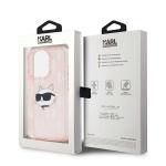Carcasa Karl Lagerfeld IML Choupette Head & Monogram, compatibila cu iPhone 15 Pro Max, Roz 9 - lerato.ro