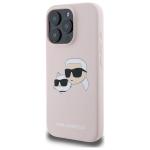 Carcasa Karl Lagerfeld Silicone Heads Print, cu MagSafe, compatibila cu iPhone 16 Pro, Roz 3 - lerato.ro