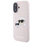 Carcasa Karl Lagerfeld Silicone Heads Print, cu MagSafe, compatibila cu iPhone 16, Roz 3 - lerato.ro