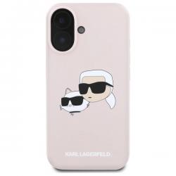 Carcasa Karl Lagerfeld Silicone Heads Print, cu MagSafe, compatibila cu iPhone 16, Roz
