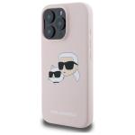 Carcasa Karl Lagerfeld Silicone Heads Print, cu MagSafe, compatibila cu iPhone 16 Pro Max, Roz 3 - lerato.ro