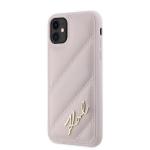 Carcasa Karl Lagerfeld Diagonal Quilted Script compatibila cu iPhone 11 / XR, Roz 3 - lerato.ro