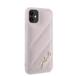 Carcasa Karl Lagerfeld Diagonal Quilted Script compatibila cu iPhone 11 / XR, Roz 5 - lerato.ro