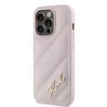 Carcasa Karl Lagerfeld Diagonal Quilted Script compatibila cu iPhone 14 Pro Max, Roz 3 - lerato.ro
