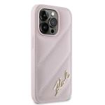 Carcasa Karl Lagerfeld Diagonal Quilted Script compatibila cu iPhone 14 Pro Max, Roz 5 - lerato.ro
