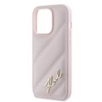 Carcasa Karl Lagerfeld Diagonal Quilted Script compatibila cu iPhone 14 Pro Max, Roz 7 - lerato.ro