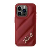 Carcasa Karl Lagerfeld Diagonal Quilted Script compatibila cu iPhone 15 Pro, Rosu 2 - lerato.ro