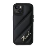 Carcasa Karl Lagerfeld Diagonal Quilted Script compatibila cu iPhone 14 Plus / 15 Plus, Negru 4 - lerato.ro