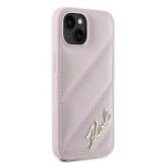 Carcasa Karl Lagerfeld Diagonal Quilted Script compatibila cu iPhone 13 / 14 / 15, Pink 5 - lerato.ro