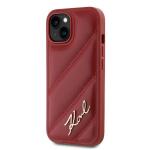 Carcasa Karl Lagerfeld Diagonal Quilted Script compatibila cu iPhone 13 / 14 / 15, Rosu 3 - lerato.ro