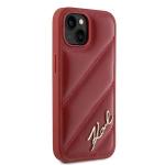 Carcasa Karl Lagerfeld Diagonal Quilted Script compatibila cu iPhone 13 / 14 / 15, Rosu 5 - lerato.ro