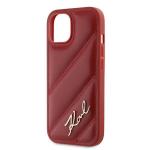 Carcasa Karl Lagerfeld Diagonal Quilted Script compatibila cu iPhone 13 / 14 / 15, Rosu 7 - lerato.ro