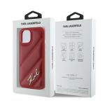 Carcasa Karl Lagerfeld Diagonal Quilted Script compatibila cu iPhone 13 / 14 / 15, Rosu 9 - lerato.ro