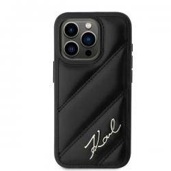 Carcasa Karl Lagerfeld Diagonal Quilted Script compatibila cu iPhone 15 Pro Max, Negru