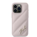 Carcasa Karl Lagerfeld Diagonal Quilted Script compatibila cu iPhone 15 Pro Max, Roz 2 - lerato.ro