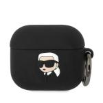 Carcasa Karl Lagerfeld Silicone Karl Head 3D, compatibila cu  AirPods 3, Negru 2 - lerato.ro