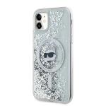 Carcasa Karl Lagerfeld Liquid Glitter Choupette Head, Ring MagSafe, compatibila cu iPhone 11 /  XR, Transparent 3 - lerato.ro