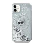 Carcasa Karl Lagerfeld Liquid Glitter Choupette Head, Ring MagSafe, compatibila cu iPhone 11 /  XR, Transparent 12 - lerato.ro