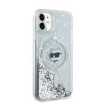 Carcasa Karl Lagerfeld Liquid Glitter Choupette Head, Ring MagSafe, compatibila cu iPhone 11 /  XR, Transparent 5 - lerato.ro