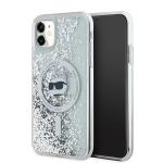 Carcasa Karl Lagerfeld Liquid Glitter Choupette Head, Ring MagSafe, compatibila cu iPhone 11 /  XR, Transparent 10 - lerato.ro