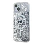 Carcasa Karl Lagerfeld Liquid Glitter Choupette Head, Ring MagSafe, compatibila cu iPhone 13, Transparent 11 - lerato.ro