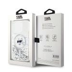 Carcasa Karl Lagerfeld Liquid Glitter Choupette Head, Ring MagSafe, compatibila cu iPhone 15 Pro, Transparent 9 - lerato.ro