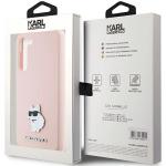Carcasa Karl Lagerfeld Silicone Choupette Metal Pin compatibila cu Samsung Galaxy S24 Plus, Roz 9 - lerato.ro